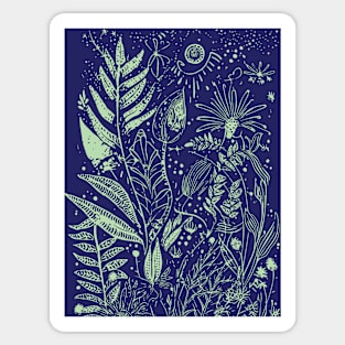Botany - Ferns Herbs Mushrooms Plants - Neo Folk Boho Style Sticker